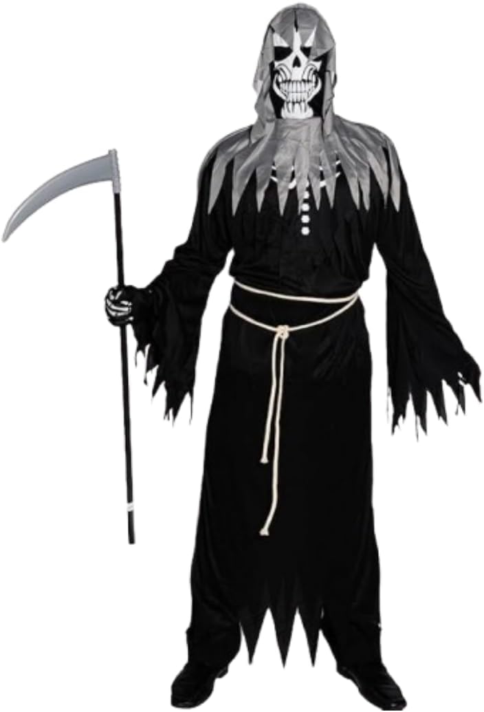 Wanna Party Ghost Costume Adult,Men's Horror Grim Reaper Robe Devil Halloween,Zombie for Scary for Halloween for Adults,Size L