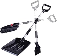 ZONETECH 3-in-1 Replaceable Heads Snow Brush Kit - Car Snow Shovel, Ice Scraper & Long Brush for Winter Removal
