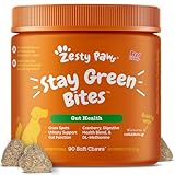 Zesty Paws Stay Green Bites for Dogs - Grass Burn Soft Chews for Lawn Spots from Dog Urine - Cran-Max Cranberry for UT & Bladder - Apple Cider Vinegar, Digestive 90ct