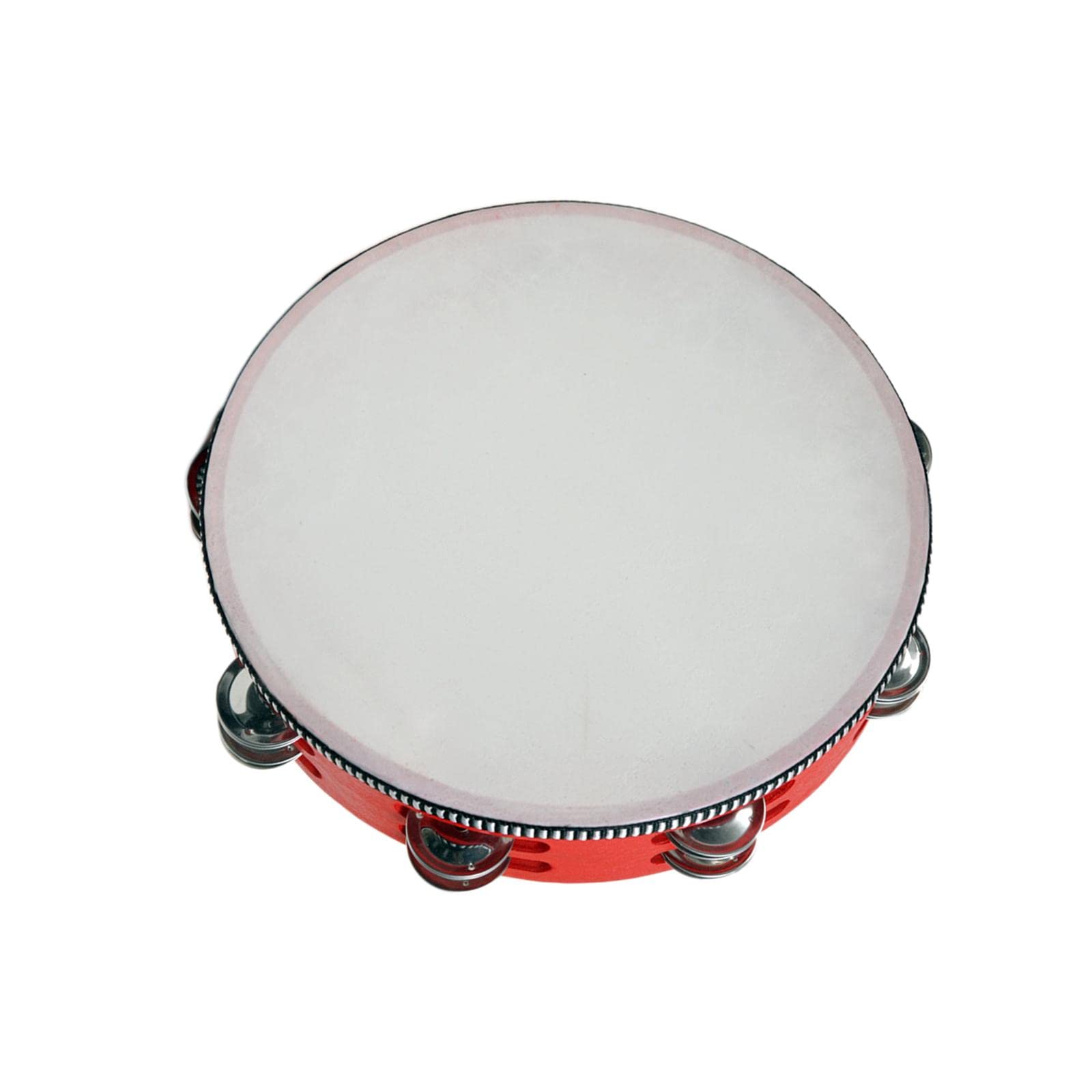 Juego de 5 panderetas de mano de madera para percusión para fiestas de iglesia, adultos, 25,4 cm, color rojo, 25,4 cm
