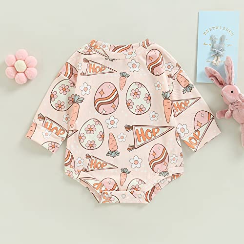 Newborn Baby Girl Boy Easter Outfits Long Sleeve Bunny Print Sweatshirt Romper Baby Summer Clothes 0 6 12 18 24 Months Beige 12-18 Months #TOP1