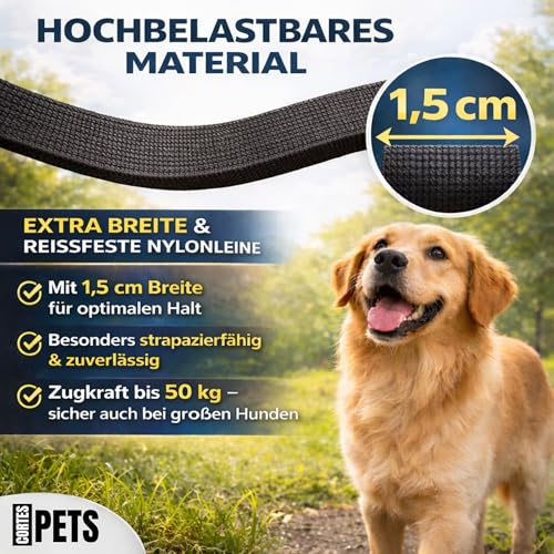 CORTES PETS Rollleine Hundeleine für mittlere und große Hunde 5m - bis 50kg - Ausziehbar mit Bremsknopf - Ausziehleine mit Kotbeutelhalter Ink 15 Beutel - EIN-klick-Befestigung - Flexi ble Leine Hund