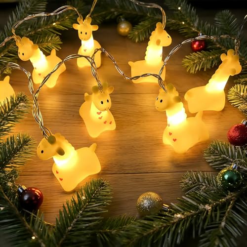Cirkooh Cute Animal Giraffe LED String Lights, 4.9Ft 1.5M 10LED Battery Operated, Indoor Outdoor Home Bedroom Party Woodland Decoration