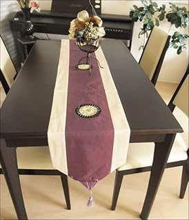 テーブルランナー オリエンタル柄 シノワズリ テーブルランナー テーブルセンター アジアン 花柄 180cm 刺繍 タッセル パープル 北欧 ブルー 紫 むらさき Purple ネイビー (パープル) [並行輸入品]