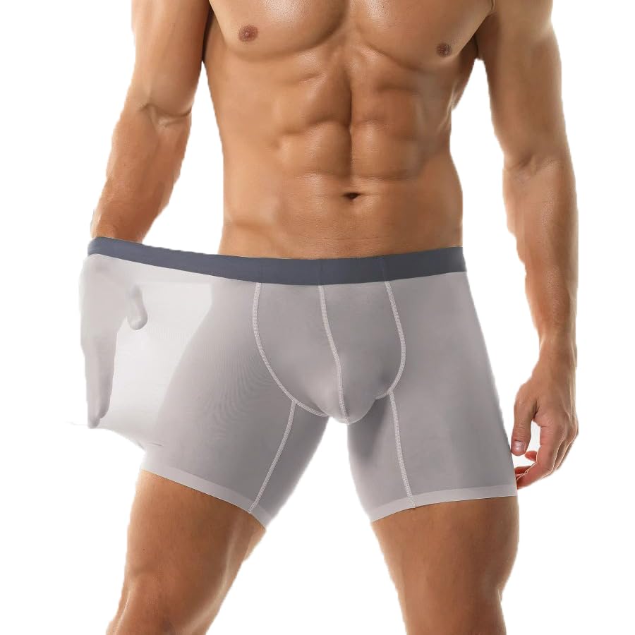 Men's ice silk sports underwear ultra-thin without scars, anti abrasion legs extended edition Boxer Briefs