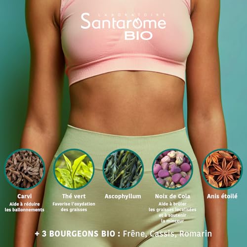 Santarome Bio - Ventre Plat I Complément Alimentaire Minceur Perte de Poids I Action Ciblée Rondeurs Abdominales - A base de plantes Bio - Carvi, Thé vert I 30 comprimés I Végan I Made In France – Image 6