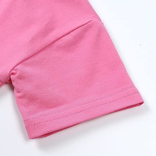 Image of HahaNice Toddler Girls Summer Outfits Cotton Solid T-Shirt & Biker Shorts Set for Little Girls 2 Pcs Tracksuits