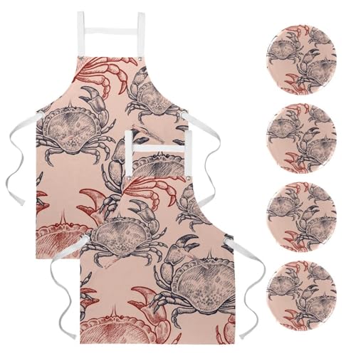 Tablier de serveuse pastel à crabes pour réussir vos séances de pâtisserie et de nettoyage