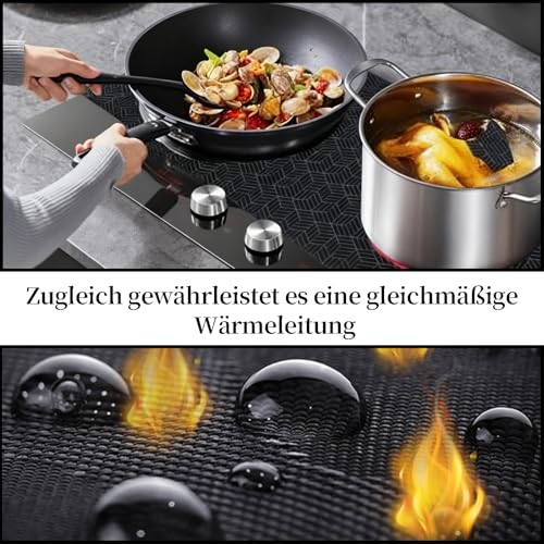 Soiftra Silikon Induktionskochfeld Schutzmatte,52 * 78 cm Große Induktionsschutzmatte,Hitzebeständige Rutschfeste Unterlage,Wiederverwendbar Induktion Schutzmatte für Induktionsherd Besser Schützen