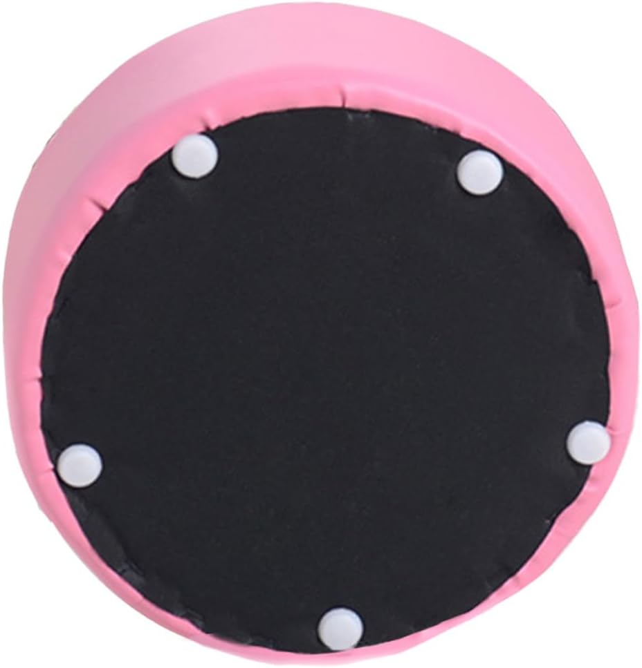 Homoyoyo Pu Round Stool, Small Lightweight Footstool 28x28x13cm, Portable Non-Slip Step Stool for ’s Home and Bathroom Use (Pink)