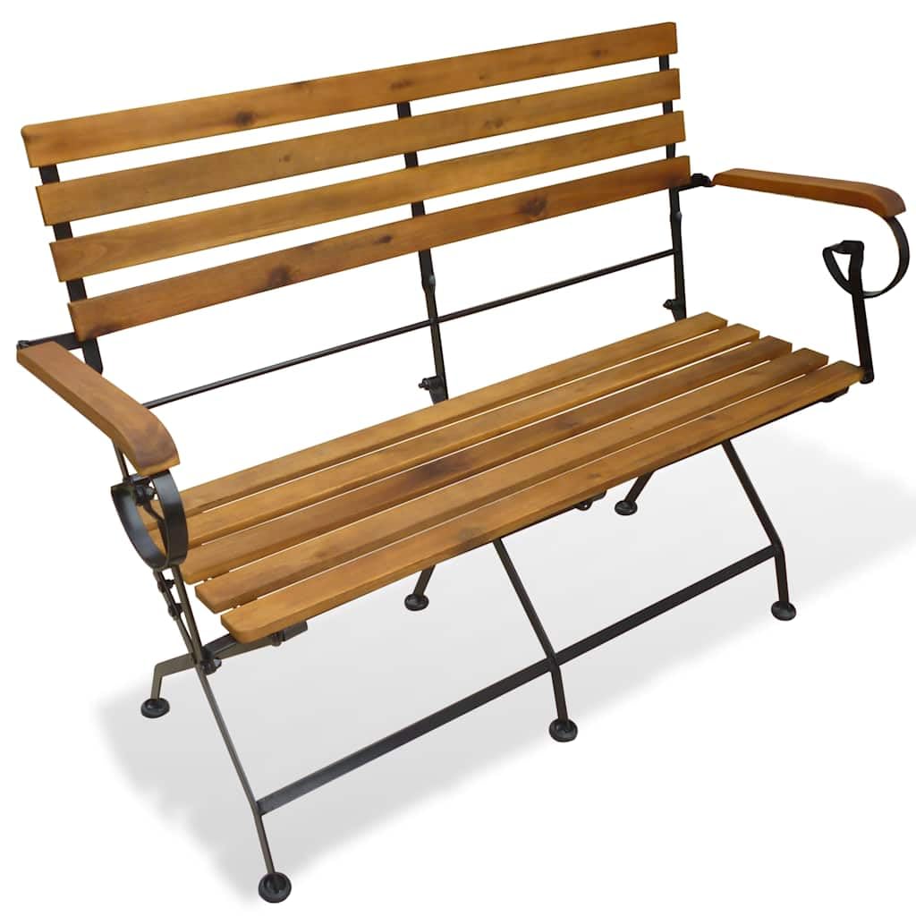 Banco de jardín plegable de madera maciza de acacia 112 cm con marco de