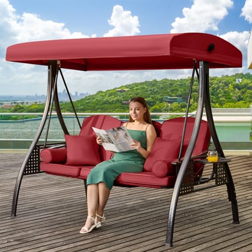 Yalissey 3 in 1 Outdoor Porch Swing with Adjustable...