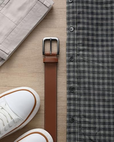 Image of CHAOREN Mens Belts Leather 35mm for Jeans - Tough at Work, Sharp Daily | Solid Buckle, Casual Occasion, Everyday Dress, Classic Style, Handmade, Gift Box