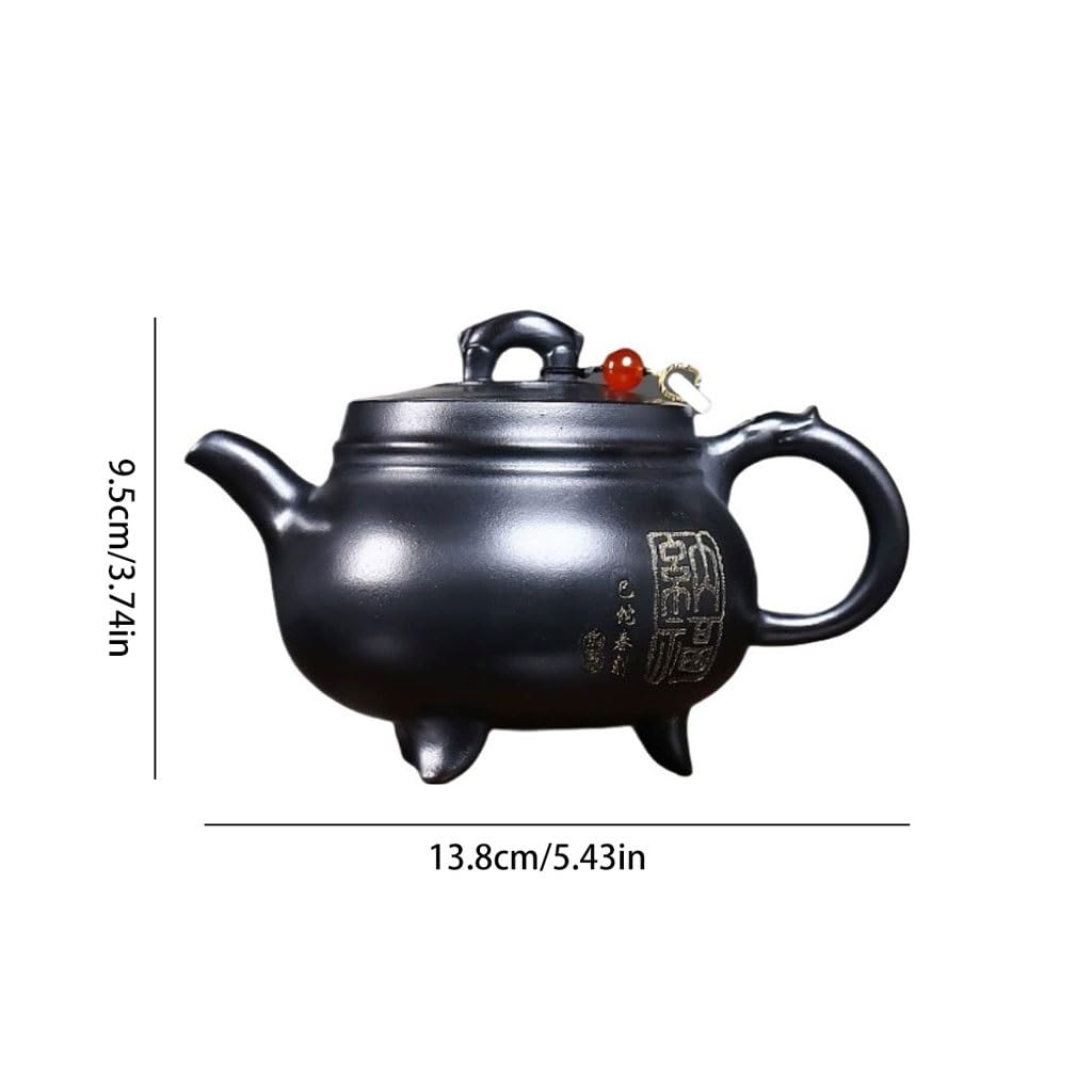 Tetera de Kung Fu Para Hacer té Tetera De Hierro Fundido For El Hogar Y La Oficina, Negro Tres Patas Con Bendición Juego de Té de Cerámica