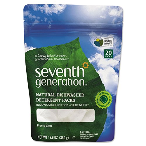 Seventh Generation 22818PK Natural Dishwasher Detergent Concentrate Packs Free & Clear 20 Packets/PK