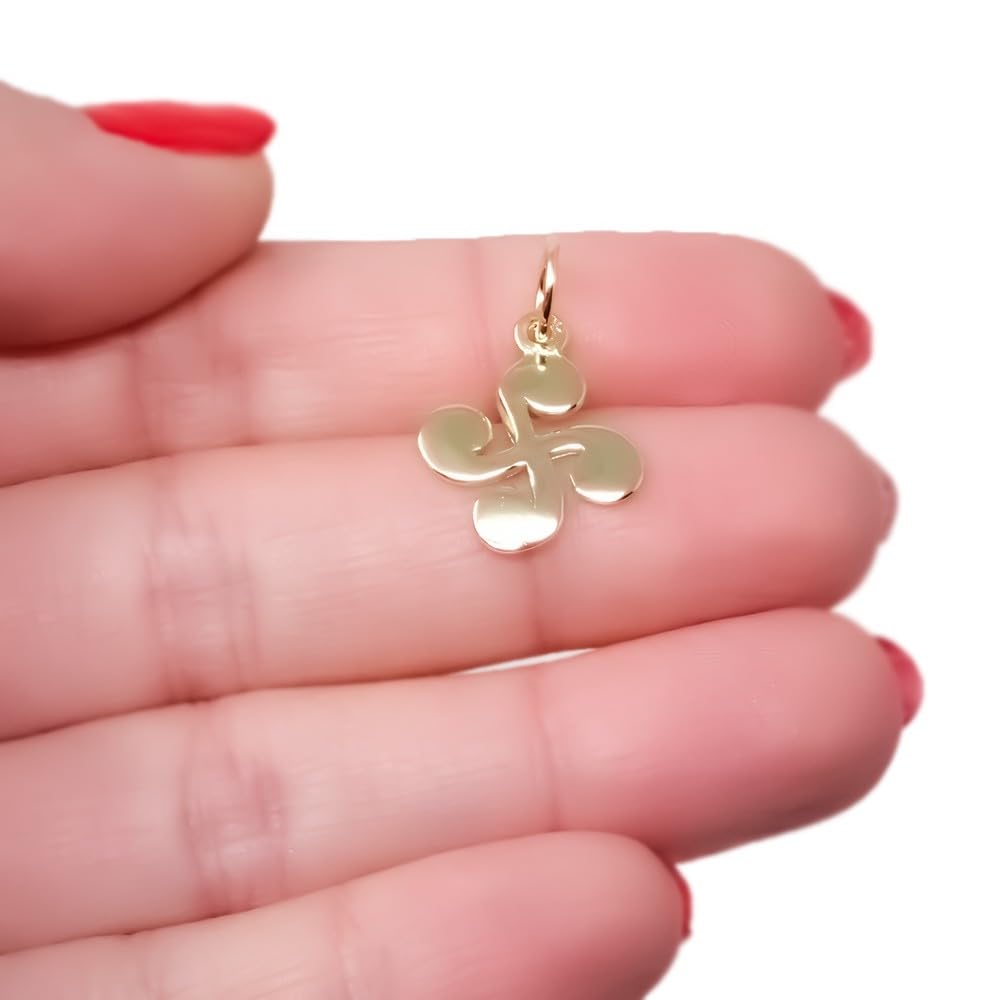 Lauburu Colgante Amuleto Plata Ley 925m chapado oro 15mm. macizo liso