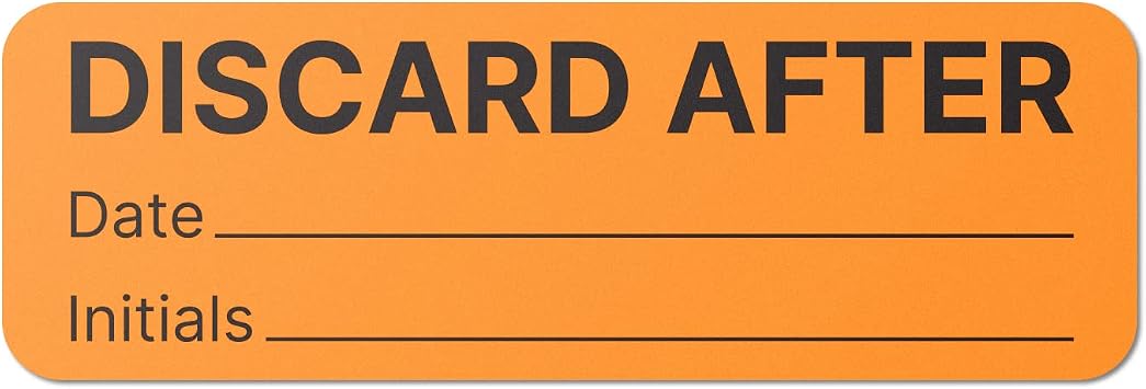 Orange Discard After Date Expiration Stickers, 1.5 x 0.5, 300 Labels