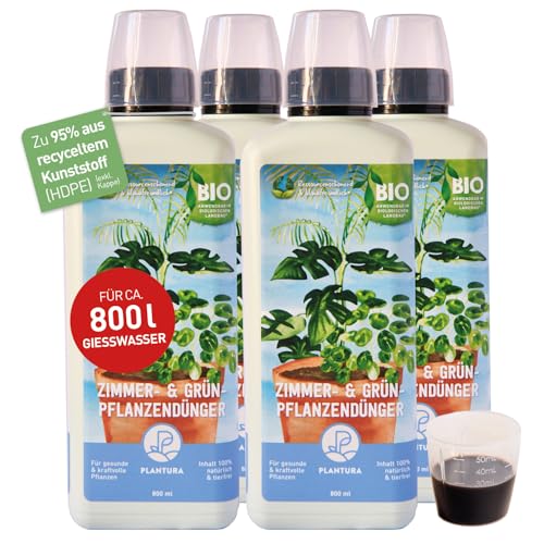 Preisvergleich Produktbild Plantura Bio-Zimmerpflanzendünger, hochwirksamer Flüssigdünger für Zimmerpflanzen, Grünpflanzen & Palmen, rein organisch, mit Dosierhilfe, 3,2 L