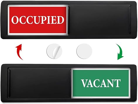 Vacant Occupied Sign for Home Bathroom Office Restroom, Privacy Sign, Non-Scratching/Strong Magnet with Double-Sided Adhesives/Easy to Read & Slide Black & Green - Vacant Occupied Sign