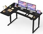 MotionGrey - 63 Inch L Shape Electric Motor Height Adjustable Standing Desk, Commercial Office Ergonomic Stand Up Desk, Adjustable Sit Stand Desk Stand - Black Frame Dual Motors Left Side Table Top