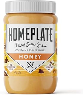 HomePlate Peanut Butter | Honey | Pure Peanut | Made in the USA | Perfect for PB&J sandwiches | Non-GMO | Naturally Gluten Free | No Hydro Oils | Natural Energy + 7g of Protein per Serving | 1 -Pack 16 oz. Jar
