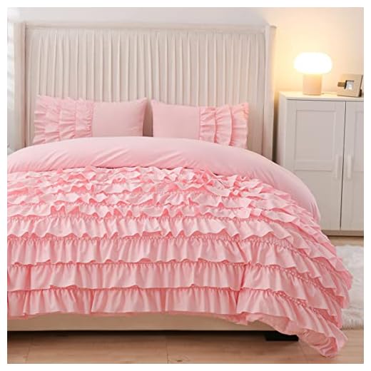 NTBED Waterfall Ruffled Comforter Set Casual Textured for Girls Kids All Season, Soft Chic Princess Bedding Set with Matching Pillowcases(Pink,Twin)