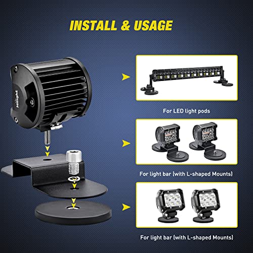 Image of Nilight 2PCS Magnetic Base Light Bar Mounts Universal Fit Strong Sucker Holder W /Rubber Boot for LED Pod Work Lights Auxiliary Driving Lamp on Roof Hood of Off Road Truck SUV Tractor Golf Cart Boats