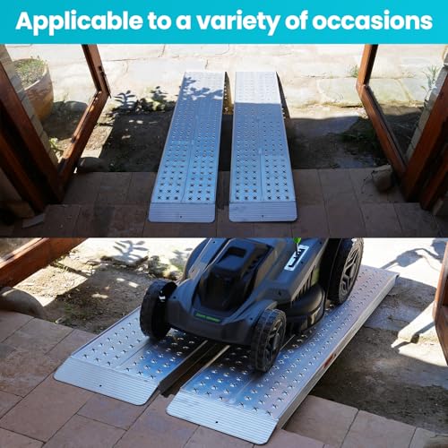 KOLOTOOL Aluminum Shed Ramp 55" L x 12" W Loading Ramps 1500lbs Capacity Lightweight Portable Ramp Anti-Slip Waterproof for ATV Lawn Mower Golf Cart Dirt Bike Motorcycle Garden Tractor 2Pcs