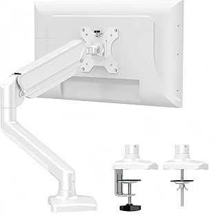 PCモニターアーム 液晶ディスプレイアーム 13～32インチ対応 耐荷重2～9kg ガススプリング式 グロメット式＆クランプ式 多角度調節 VESA対応 75x75mm 100x100mm ケープル収納 (ホワイト)