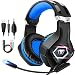 Produktbild PS4 Headset, FISHOAKY PC Gaming Headset für Xbox One, 4 LED Licht Gaming Kopfhörer mit Mikrofon, 7.1 Surround Sound Noise Cancelling und 3,5 mm Y Audio Splitter Lautstärkeregler für Laptop Smartphone