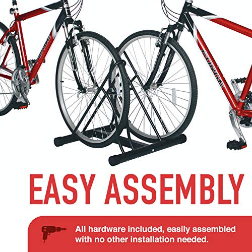 Racor PBS-2R Floor - 2 Bike Stand - Garage Storage Organizer - Fits Adult and Children’s Bikes