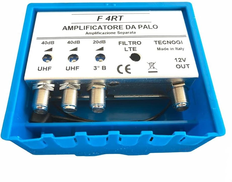 Vsnetwork TV Aerial Amplifier with Lte/4G Filter Max 40dB Adjustable TV Aerial Amplifier 2 Inputs Uhf + 1Vhf Separate Bands