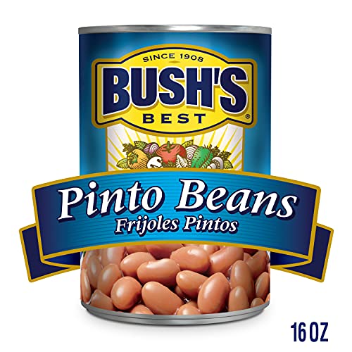 Image of BUSH'S BEST Pinto Beans, 16 Ounce Can, Canned Beans, Pinto Beans Canned, Source of Plant Based Protein and Fiber, Low Fat, Gluten Free, For Soups, Salads and More (Pack of 4)