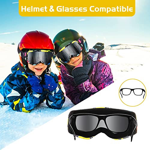 Micnaron Kids Ski Goggles, Snowboard Goggles, Anti-Fog Snow Goggles With Non-Slip Strap, Winter Skiing Sport Goggles For Boys Girls (Black) #TOP3