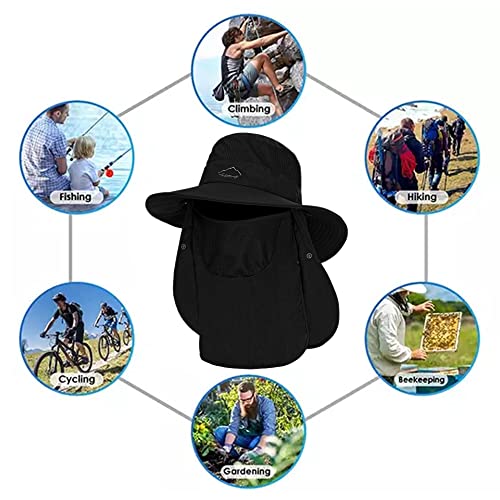 Image of Fishing Hat for Men, Outdoor 3 in 1 Sun Hat Summer Safari Boonie Cap
