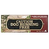 Caution Dog Running Free Cast Iron Landscape Sign