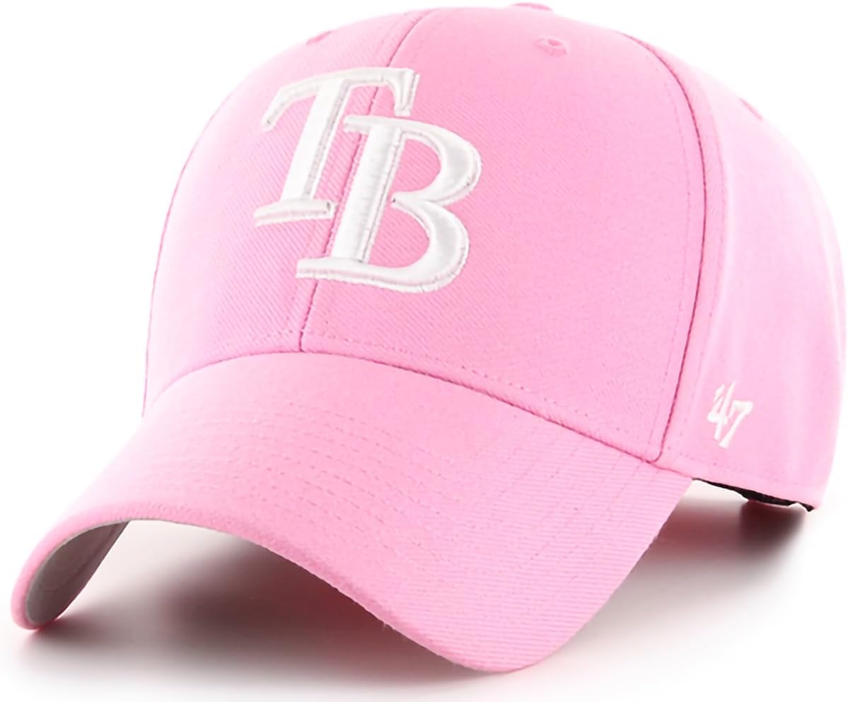 47 Brand MLB Rose Pink Primary Logo MVP Adjustable Structure Baseball Cap Hat, Adult One Size Fits All