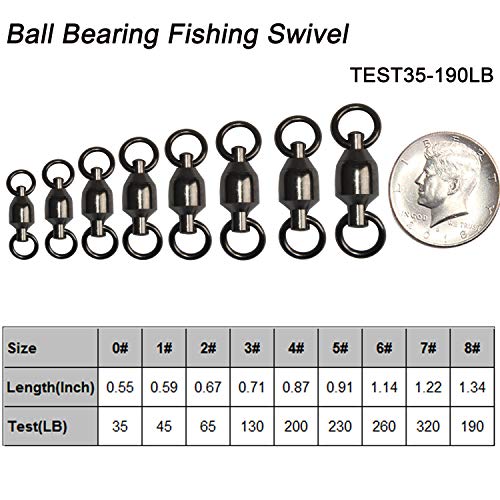 Ball Bearing Swivels Fishing, 25Pcs Barrel Swivels Fishing Tackle Stainless Steel Welding Rings High Strength Saltwater Fishing Swivels Connectors (Size6 260Lbs, 25 Pcs) #TOP4