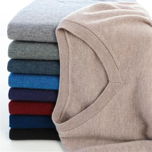 Rfmfkkg Soft Cashmere Cotton Blend Knit Pullover V-Neck Sweater Men's Winter Warm Jumper Business2