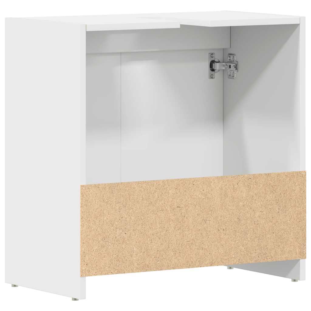 Badezimmerschrank Weiß 60x33x61 cm Holzwerkstoff | 1 Fach, 2 Türen, Stauraum für Badezimmer, pflegeleicht mit feuchtem Tuch