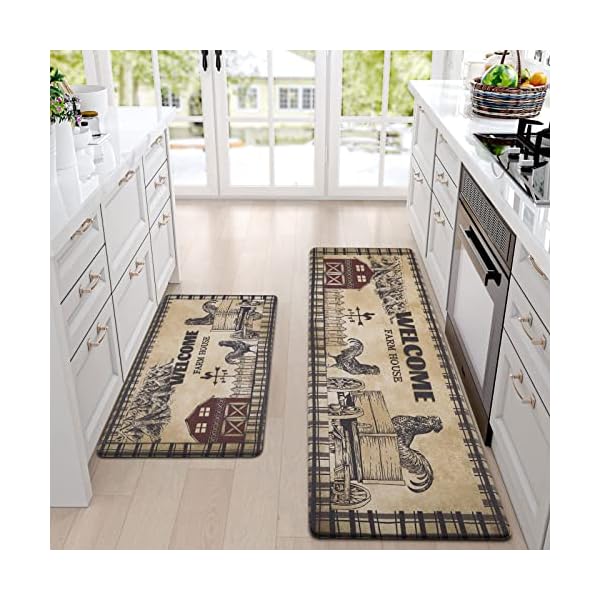 ASPMIZ Farmhouse Kitchen Mat Set Anti Fatigue 2 Piece, Non-Skid Waterproof Kitchen Mats and Rugs Cushioned, Washable Kitchen Rug Chicken Floor Comfort Mats for Kitchen Home, 18'' x 48'' + 18'' x 30'' ASPMIZ Farmhouse Kitchen Mat Set Anti Fatigue 2 Piece, Non-Skid Waterproof Kitchen Mats and Rugs Cushioned, Washable Kitchen Rug Chicken Floor Comfort Mats for Kitchen Home, 18'' x 48'' + 18'' x 30''
