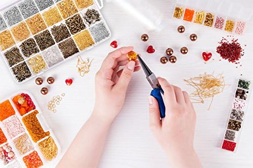 Miniatura 7 de Paxcoo Kit de 2880 piezas de suministros para fabricación de joyas con anillos de salto abiertos, cierres de langosta, cuentas de engarzado,