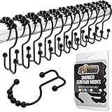 Gorilla Grip Shower Curtain Hooks, Stainless Steel Rust Resistant Easy Glide Rings, Set of 12,...