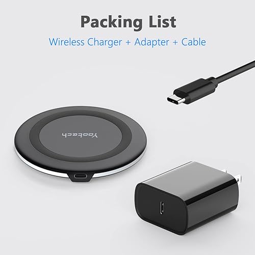 Miniatura 6 de yootech Cargador inalámbrico, almohadilla de carga inalámbrica máxima de 10 W con adaptador rápido, compatible con iPhone 17/17 Pro/17 Pro