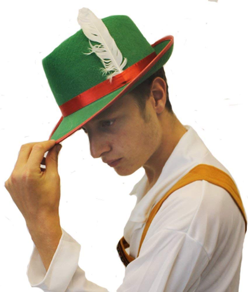 ILOVEFANCYDRESS 12 X-Cappello Bavarese Verde Tyrolean in Feltro, Motivo: Piume, Colore: Oktoberfest Beer Festival Berretto in Feltro