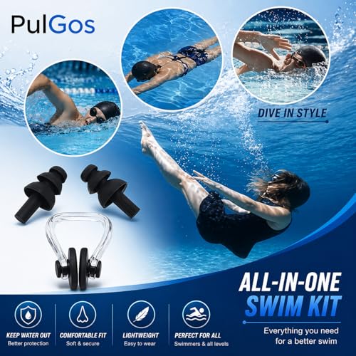 Image of PulGos Premium Silicone Swim Cap - Unisex Black Cap for Adults | Snug, Stretchable Fit for Long & Short Hair | Protects Hair, Reduces Drag | Ideal for Training, Competitions & Leisure Swimming