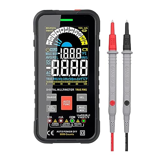 デジタルマルチメータ 9999 カウントオートレンジ 1000V 10A テスターメーターオーム 静電容量真の実効値スマートマルチテスター 簡単操作
