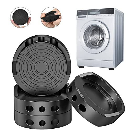 Hion Schwingungsdämpfer Waschmaschinen,Antivibrationsmatte Vibrationsdämpfer für Waschmaschine & Trockner Gummi-Fußpolster mit Anti-Vibration Waschmaschinenunterlage Waschmaschinenzubehör 4 Stück Cover