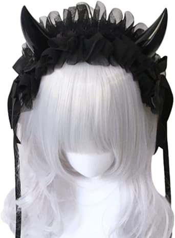 CoBtee Gothic Lolita Headdress Lace Devil Horns Headbands Hair band Hair Accessories Headwear Halloween Party