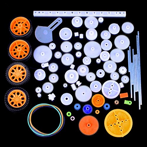 AUKUYEE 78Pcs Plastic Gear Set with Various Gear and Axle Belt Bushings for DIY Car Robot Project QY17